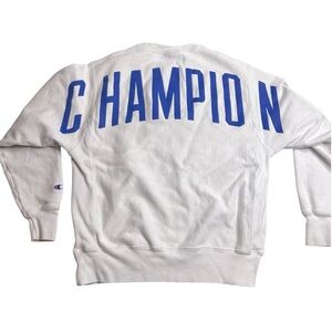 Champion Reverse Weave Crewneck Sweatshirt White Medium Big Back‎ Logo Spell Out